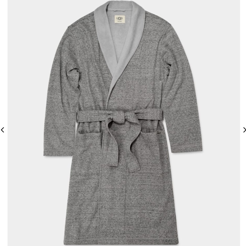 UGG Men's Robinson Gray Fleece Lounge Robe Size L/XL